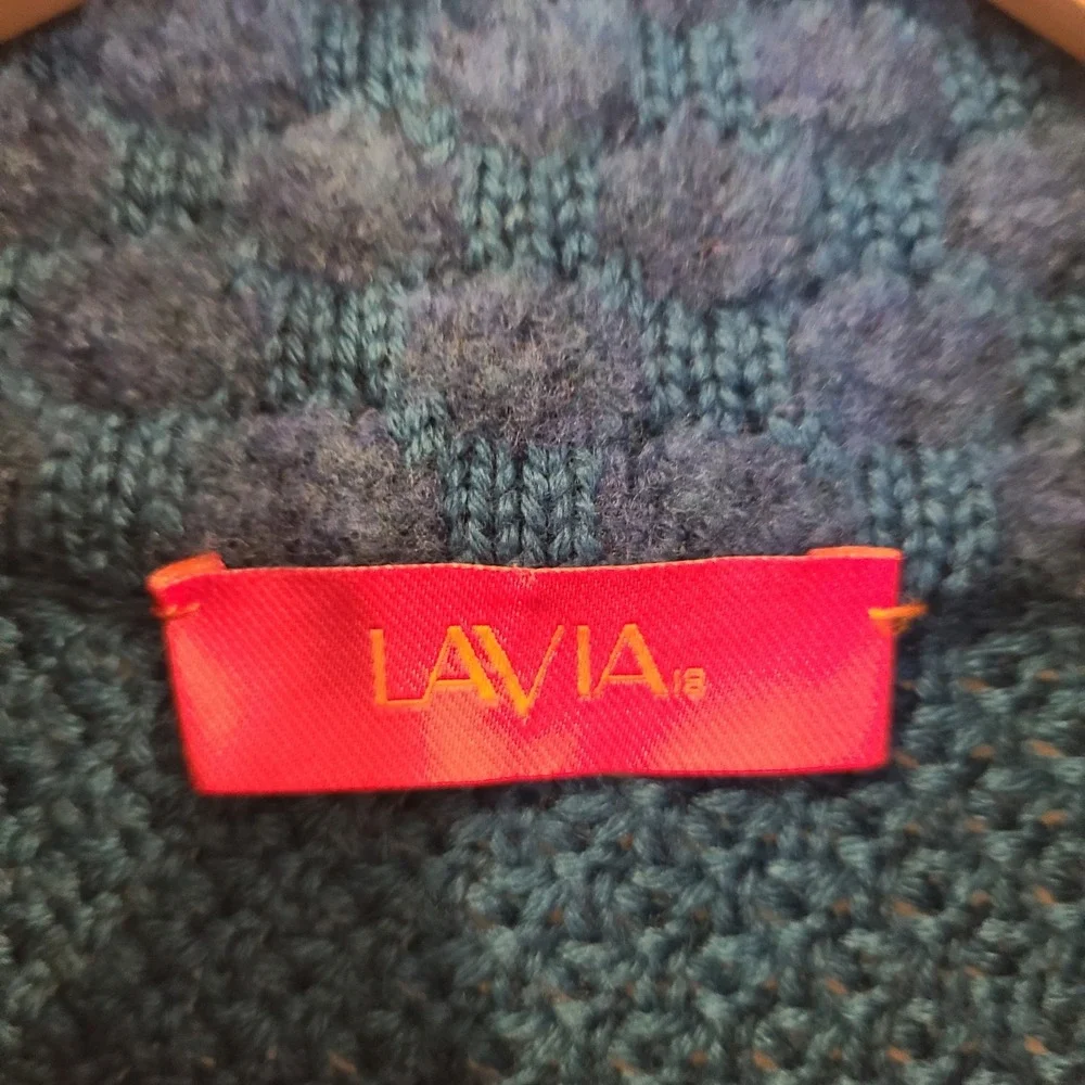 LAVIA 18 Piazza Sempione Teal Blue Wool Blend Textured Knit Cardigan Italy Large